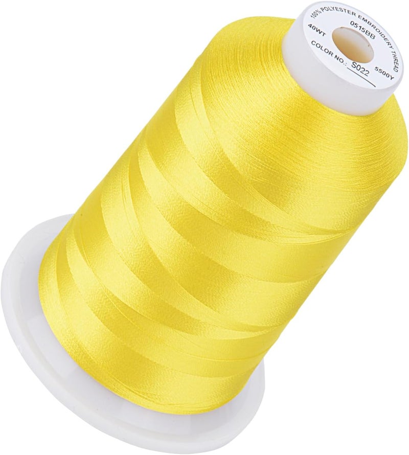 simthread 5500Yds Embroidery Thread, 5000M High-Yardage 40WT 100% Polyester Thread – 170+ Vivid Colors, High-Speed Rated – Compatible with Brother, Singer, Janome & More - Sunshine Yellow S022 - Image 1